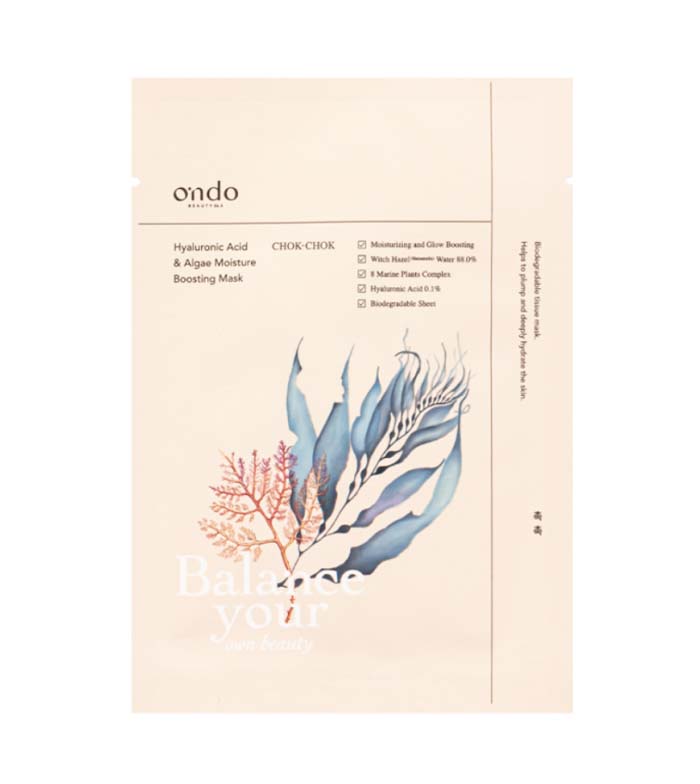 Ondo Beauty 36.5 - Máscara hidratante de ácido hialurônico e algas Chok-Chok
