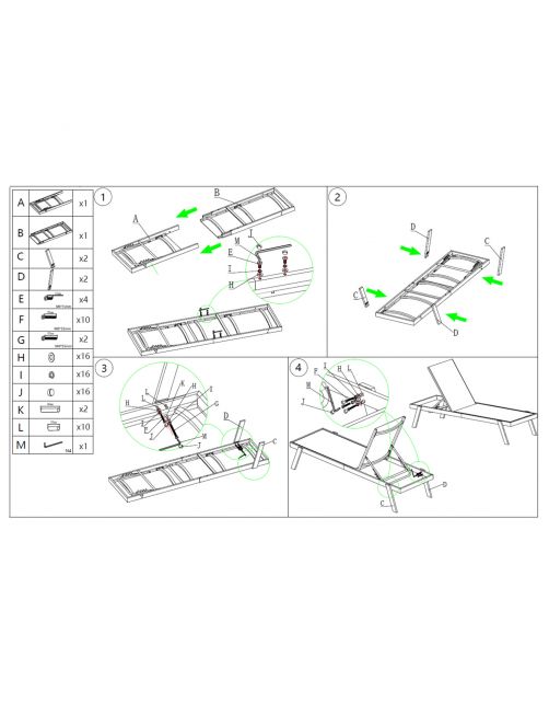 Bestgarden Ligbed Lounger - Tuinmeubelen - Antraciet