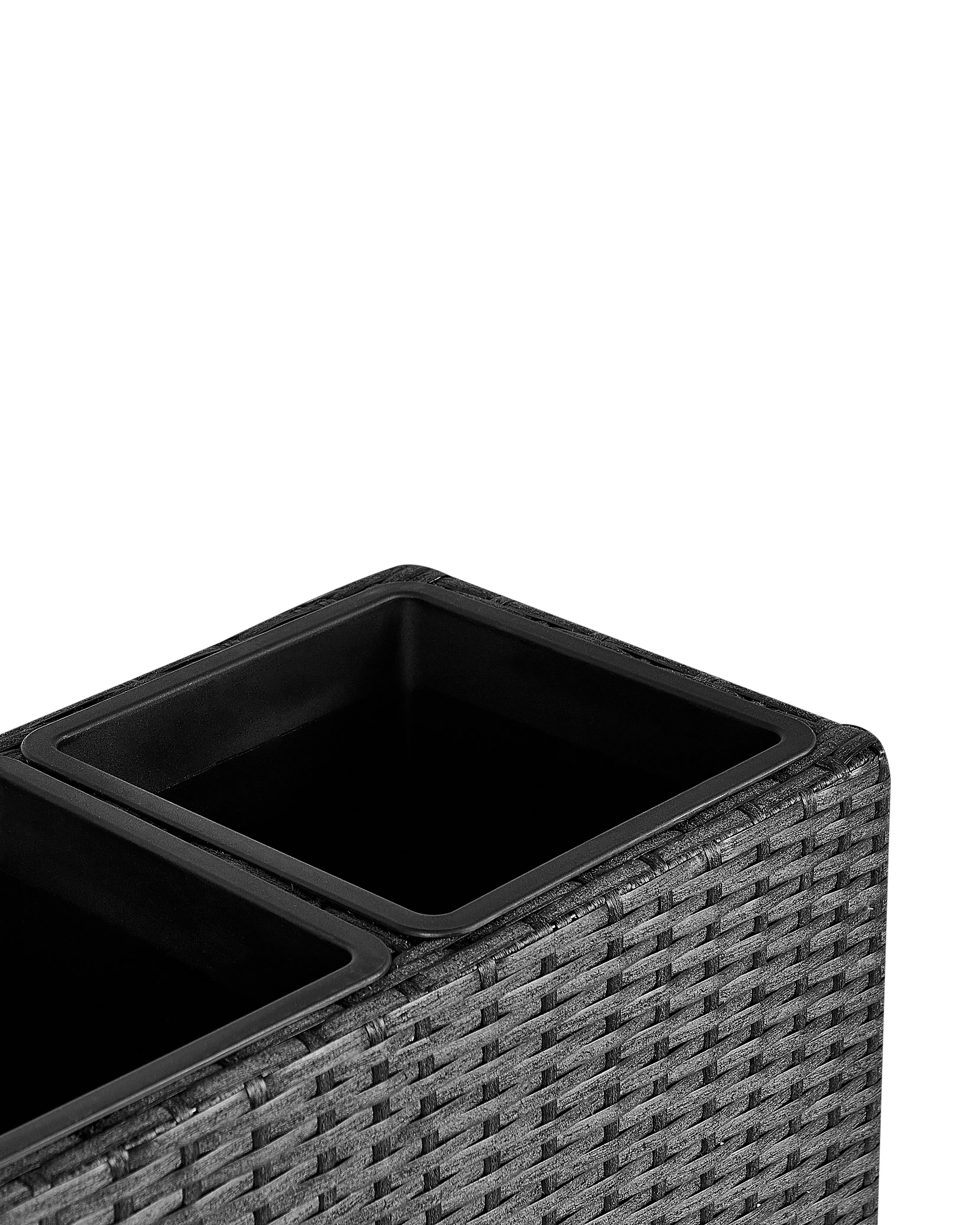 Verhoogde bloempot CARAGANA PE rotan 77 cm Zwart