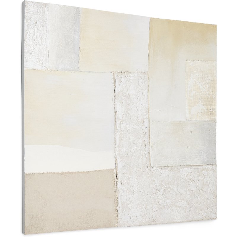Tableau abstrait Pineda blanc 95 x 95 cm