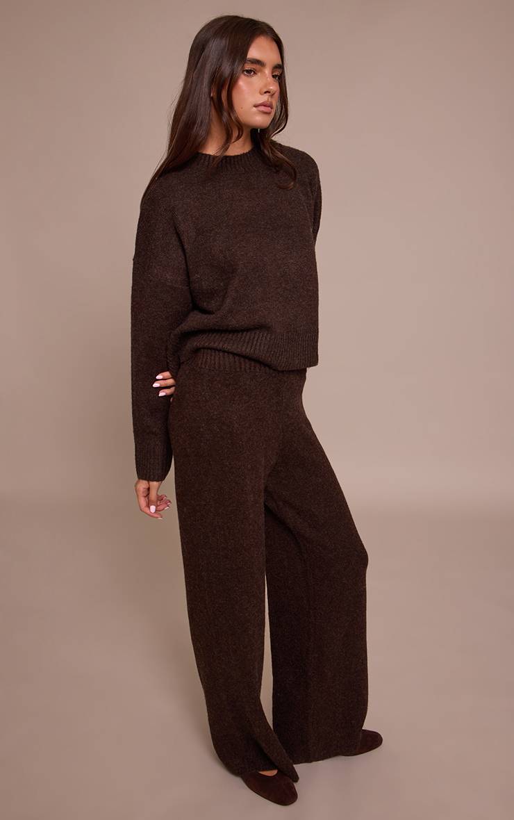 Chocolat Pantalon Large En Maille