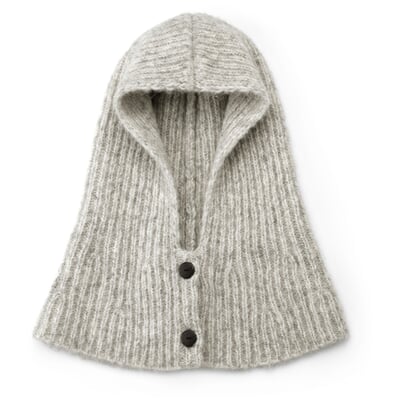 Unisex-Strickkapuze meliert, Ecru