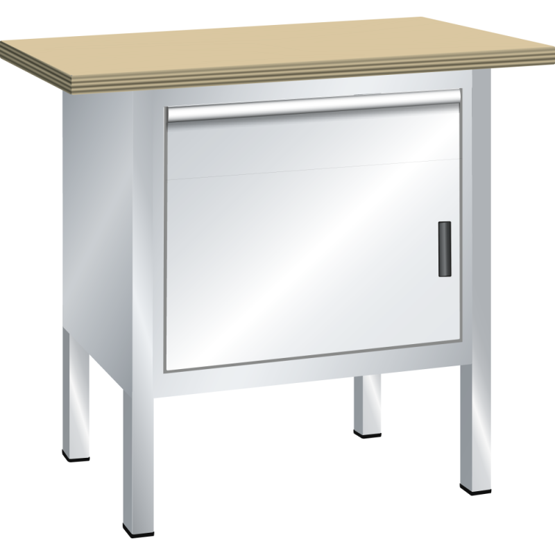 Lista - Établi compact plateau 100 x 70 cm - 1 porte battante + 1 rayon + 1 tiroir