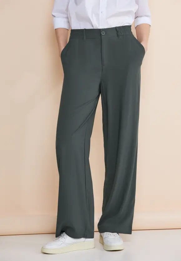 Loose Fit Viskosehose - marshy green
