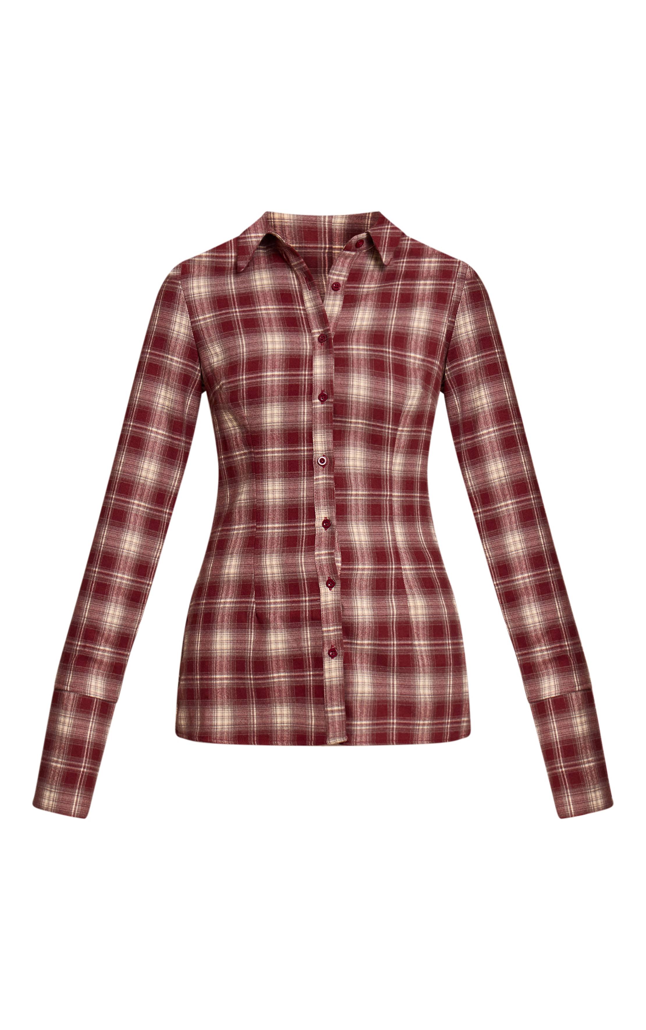 Rouille Chemise Ajustée À Carreaux Brossés