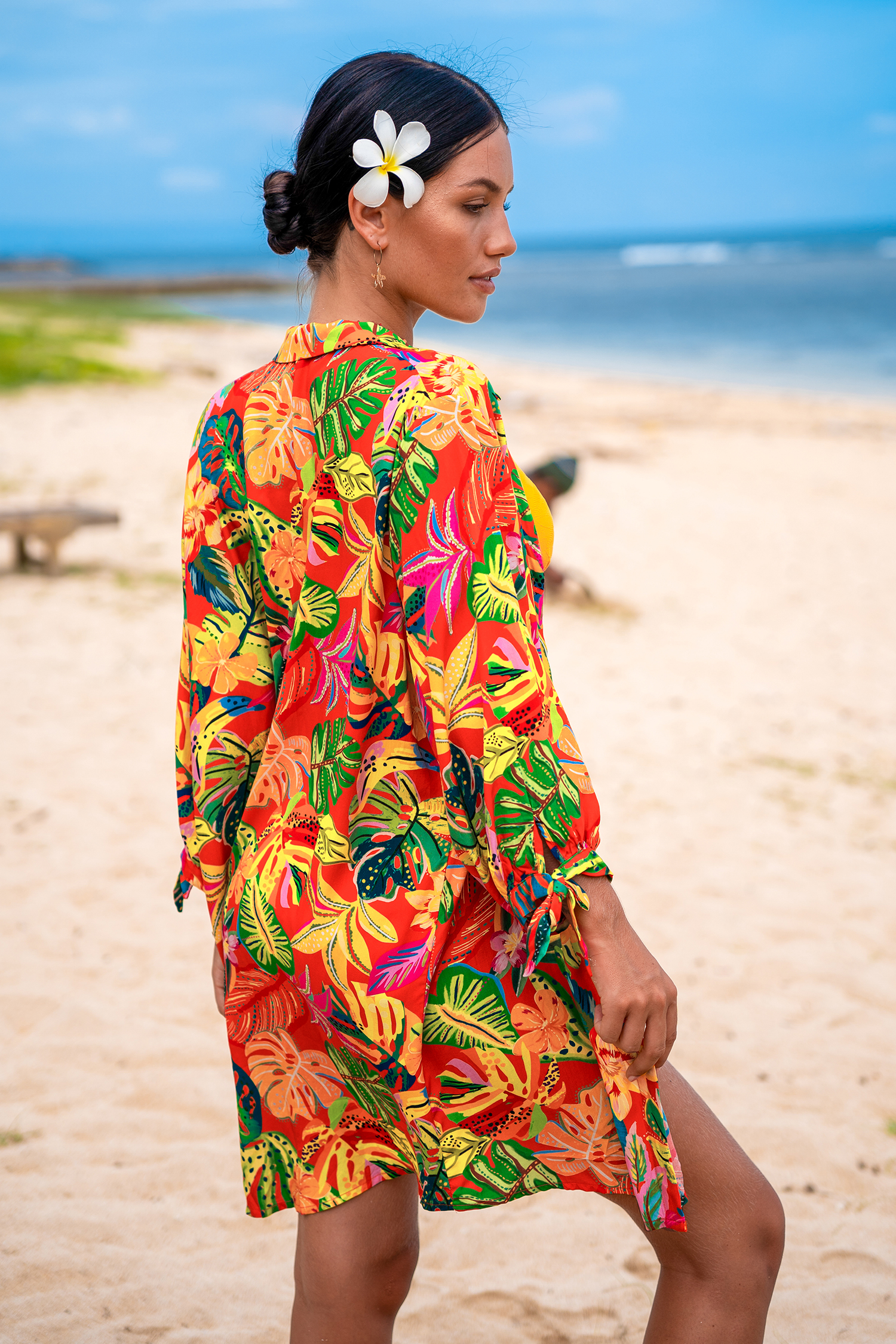 Robe cover up avec col chemise à boutons
