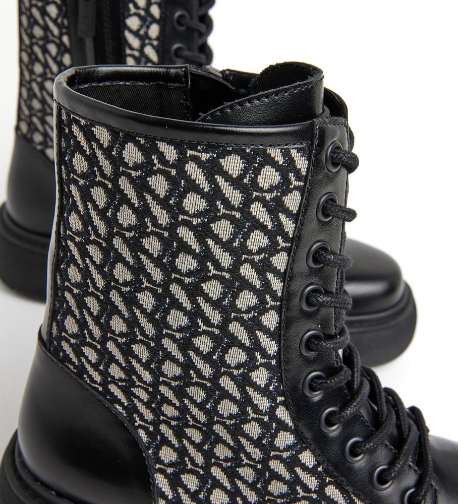 Botas de cano curto Pepe Jeans Yoko pretas em jacquard