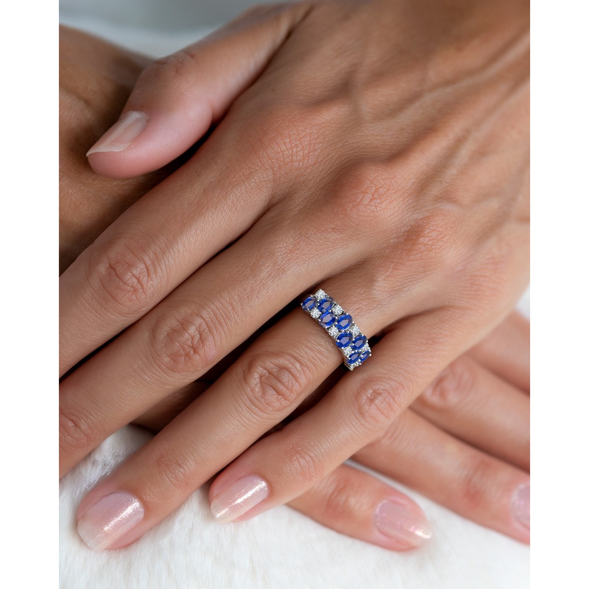 Bague ADEN Or 585 Blanc Saphir et diamants 2.524grs