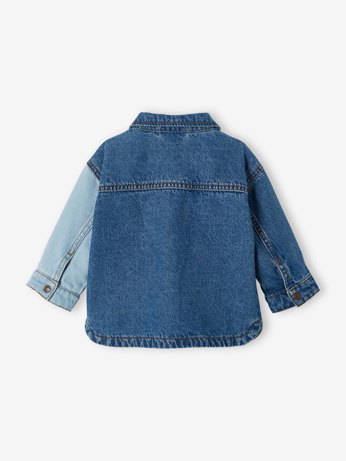 Jaqueta jeans contrastante para bebê pedra