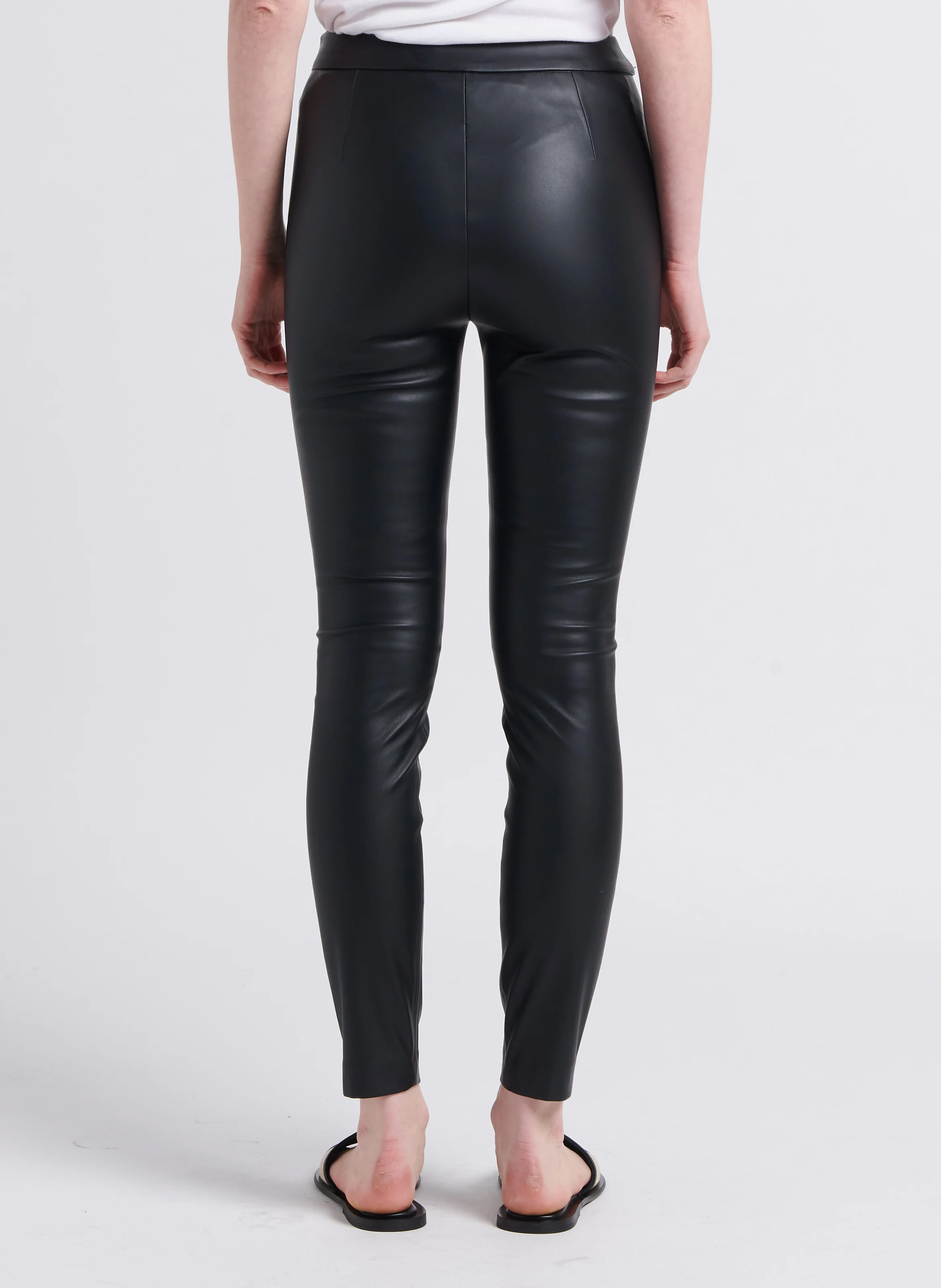 Pantalon droit effet cuir | Noir