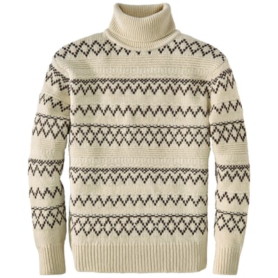 Herren-Rollkragenpullover gemustert, Natur