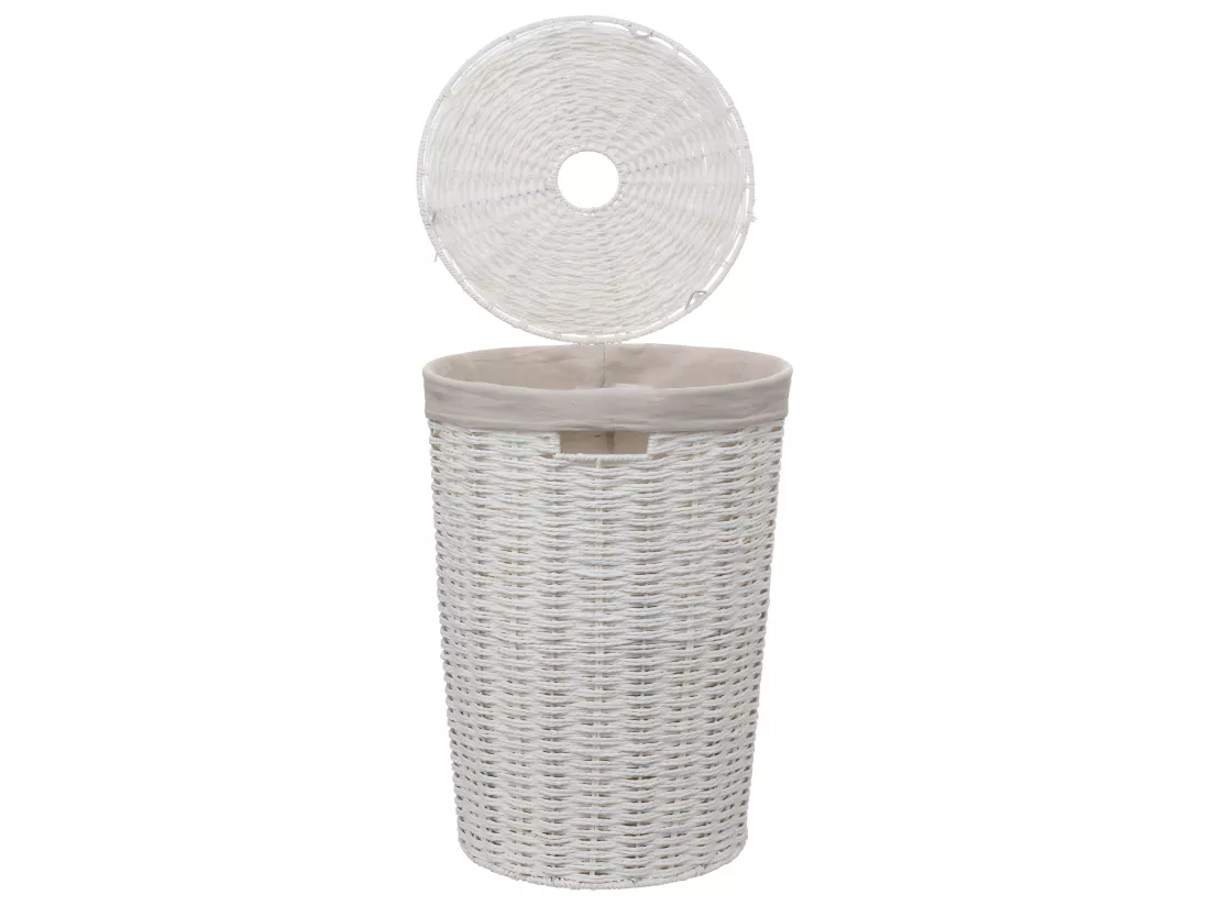 Panier à linge 40L Blanc tressé D 32 x H 58 cm