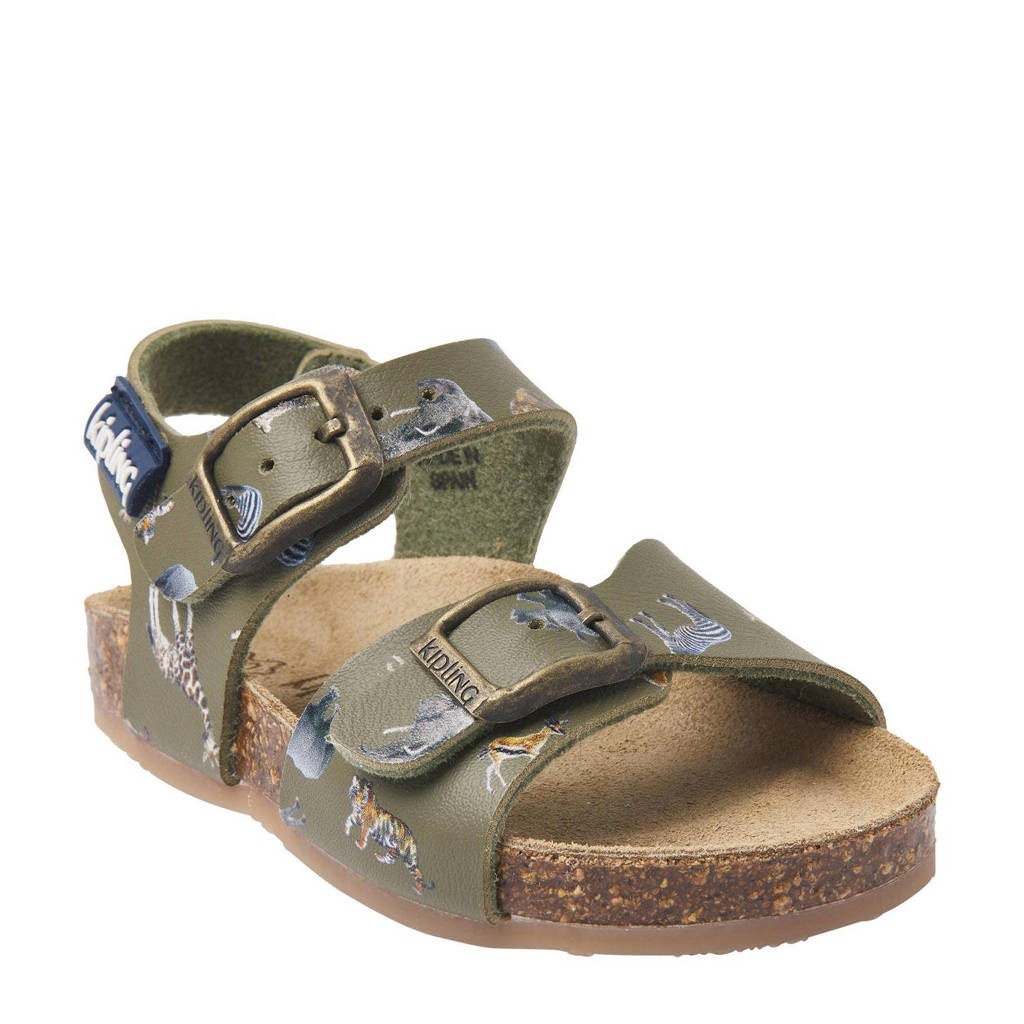 Kipling leren sandalen kaki