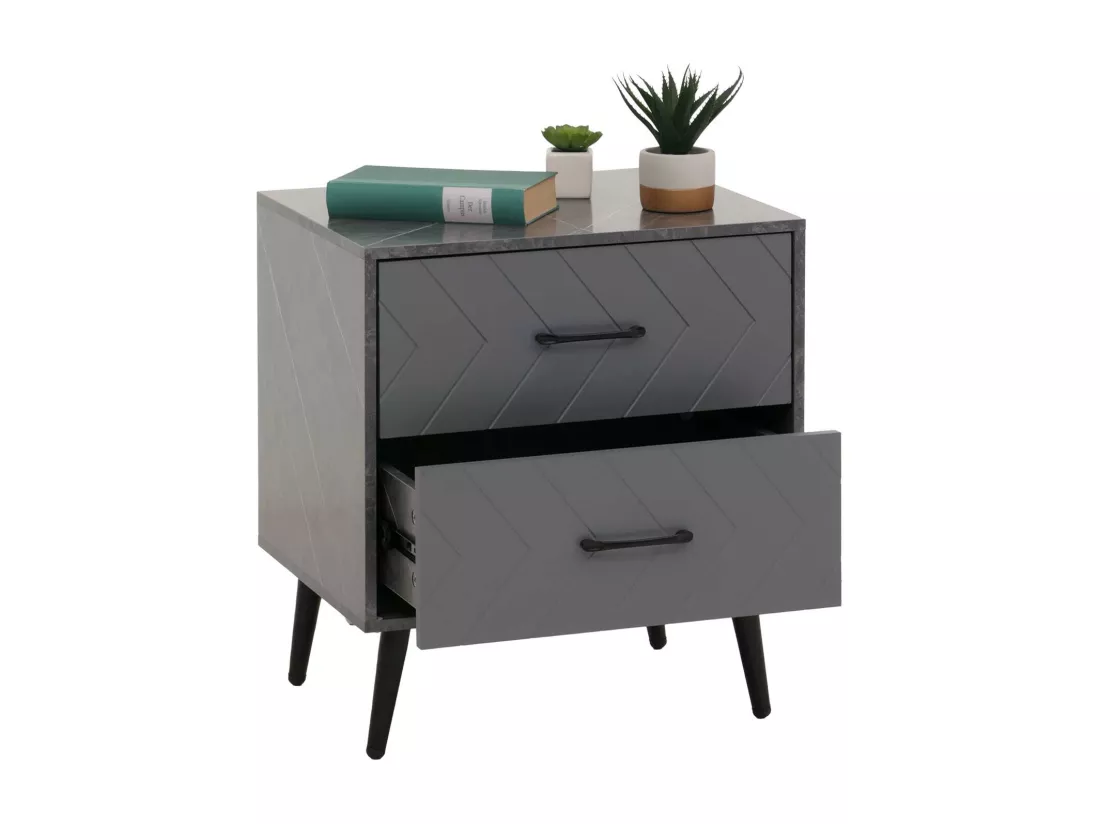 Table de chevet MCW-N89, aspect marbre gris