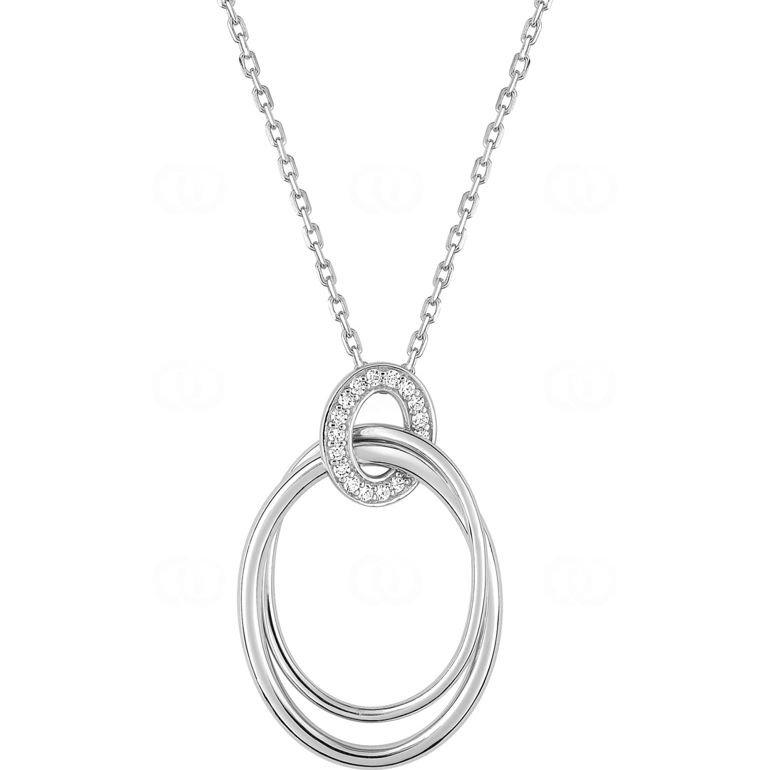 Collier mit Anhänger 925 Silber rhodiniert mit Zirkonia 43cm