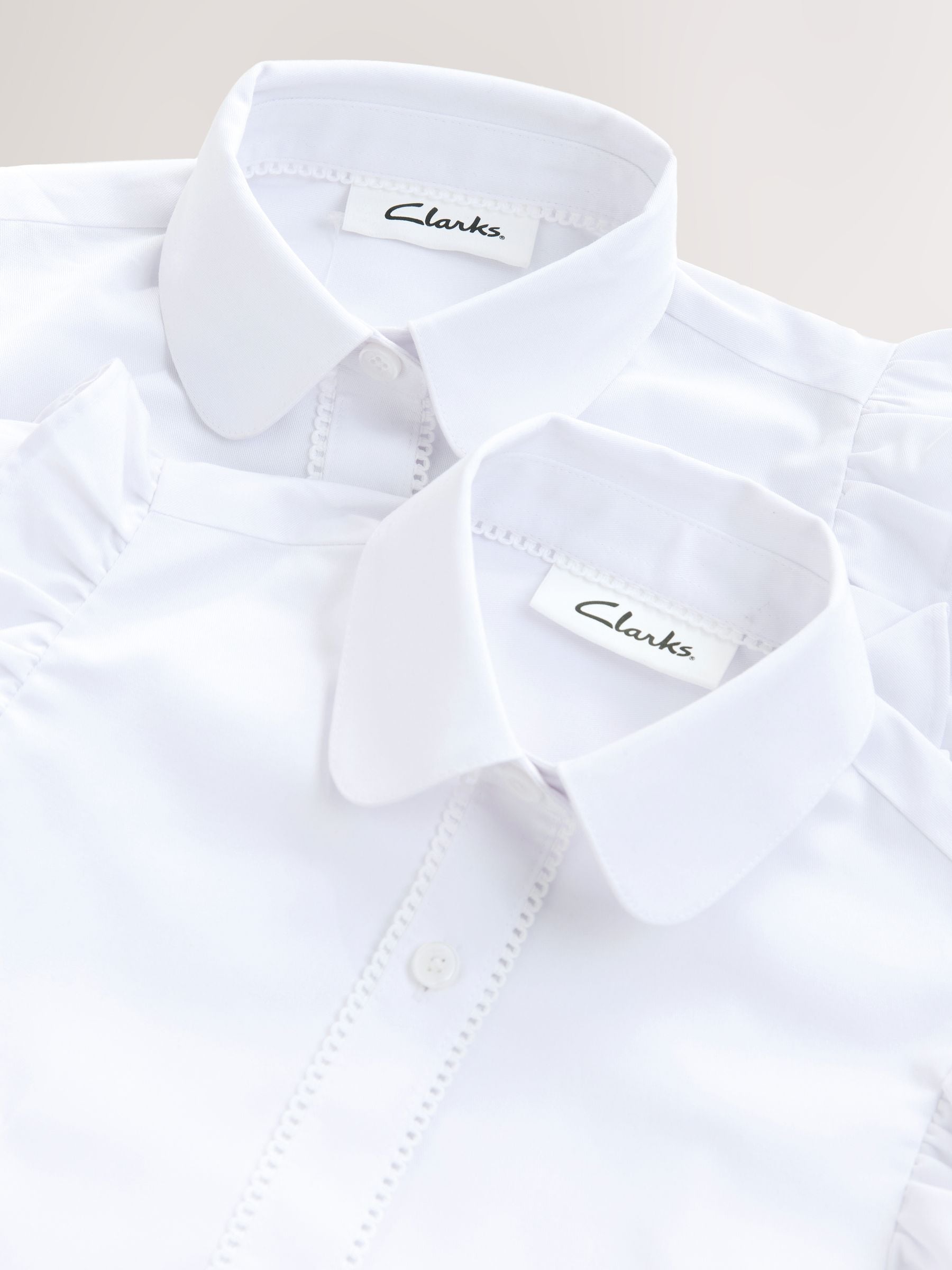 Clarks Frill Short Sleeve School Shirts 2 Pack