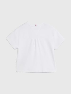 Camiseta com estampa de bandeira em malha waffle