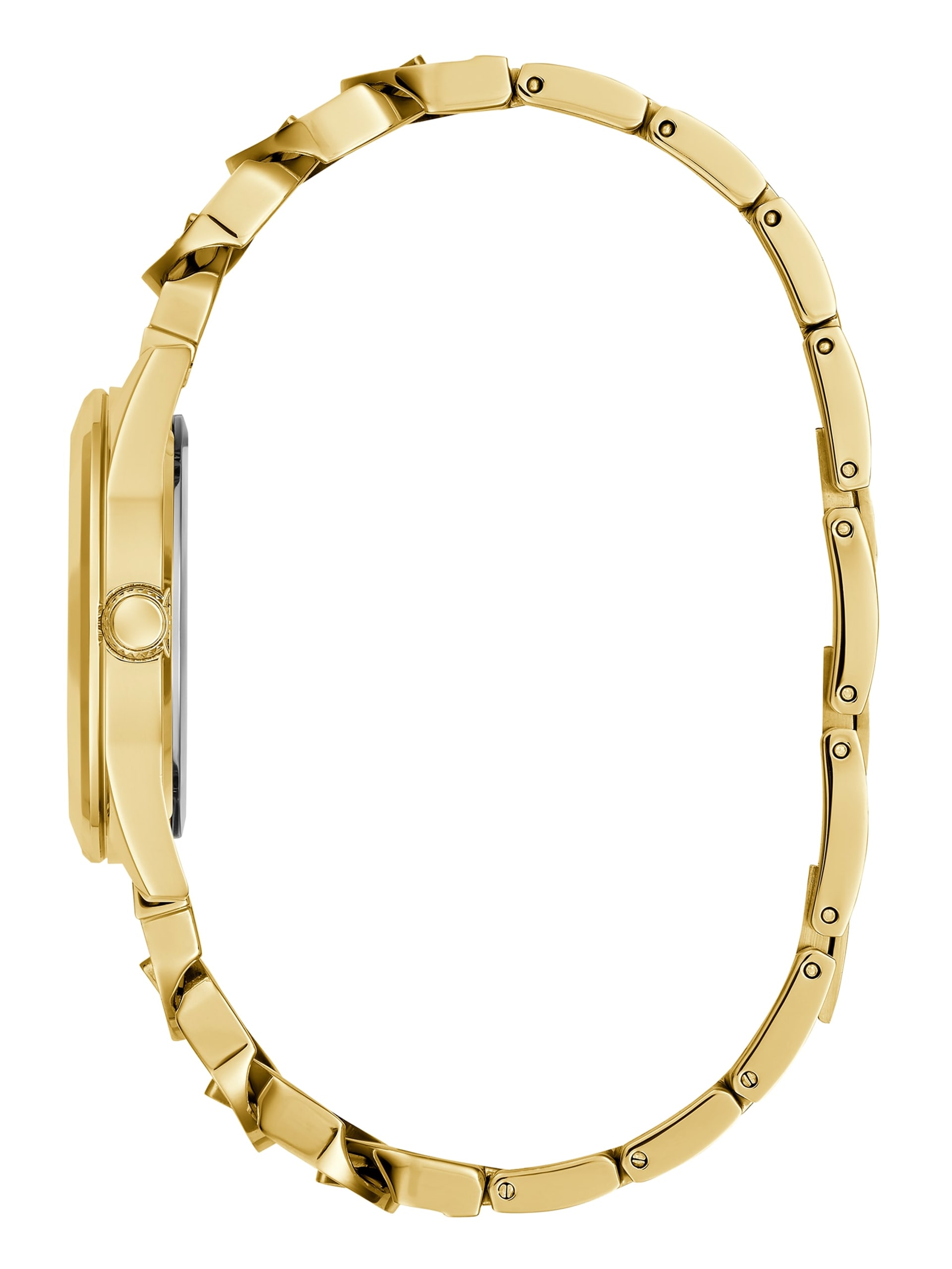 Relógio analógico com pulseira de cristal dourada