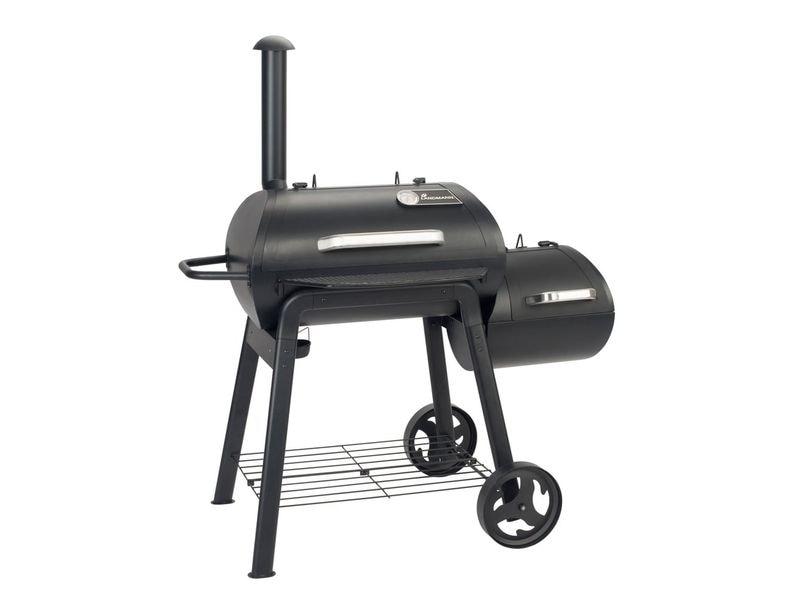 Landmann Holzkohlegrill Smoker Vinson 200 - Schwarz Mobiler Holzkohlegrill mit Ablagen