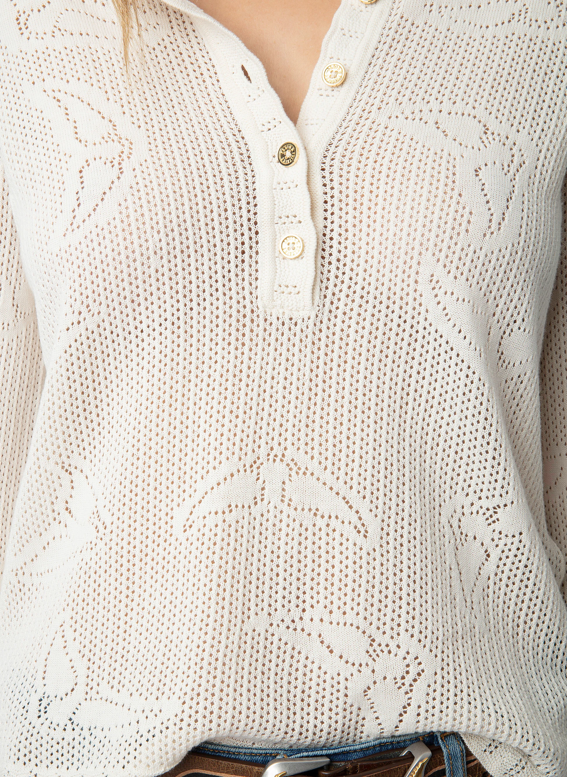 SALMYR - Pull en maille pointelle de coton bio | Blanc