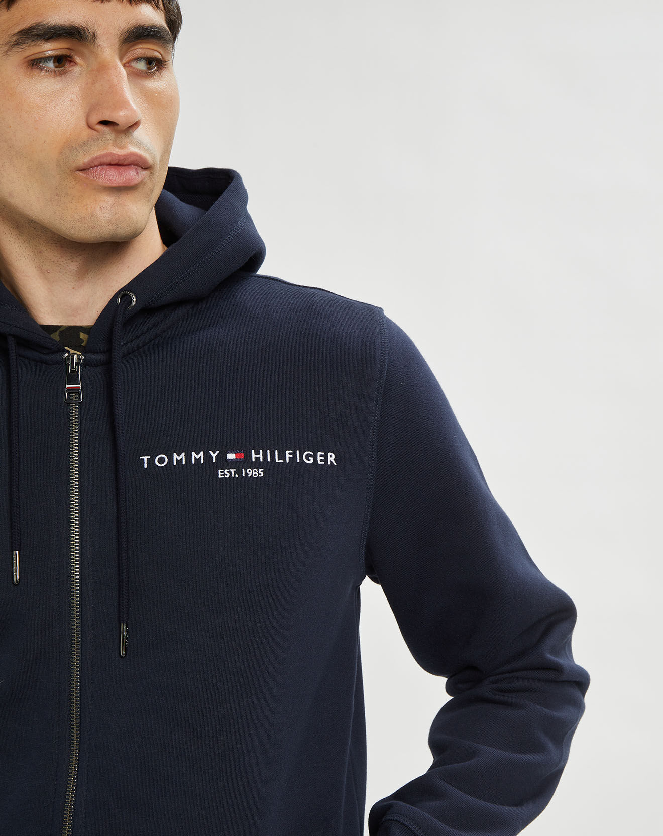 Tommy Hilfiger Sweat à capuche zippé Tommy Logo bleu marine