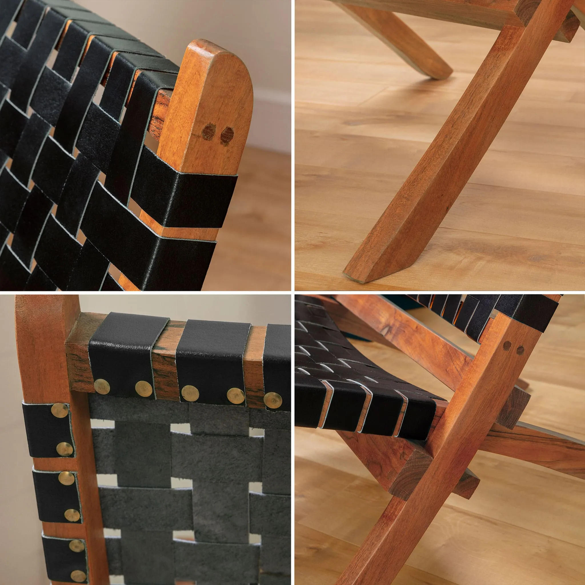 South Shore Fauteuil en Cuir Tressé Balka - Noir Mat