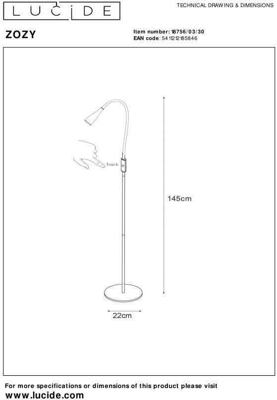 Lucide   Zozy Vloerlamp