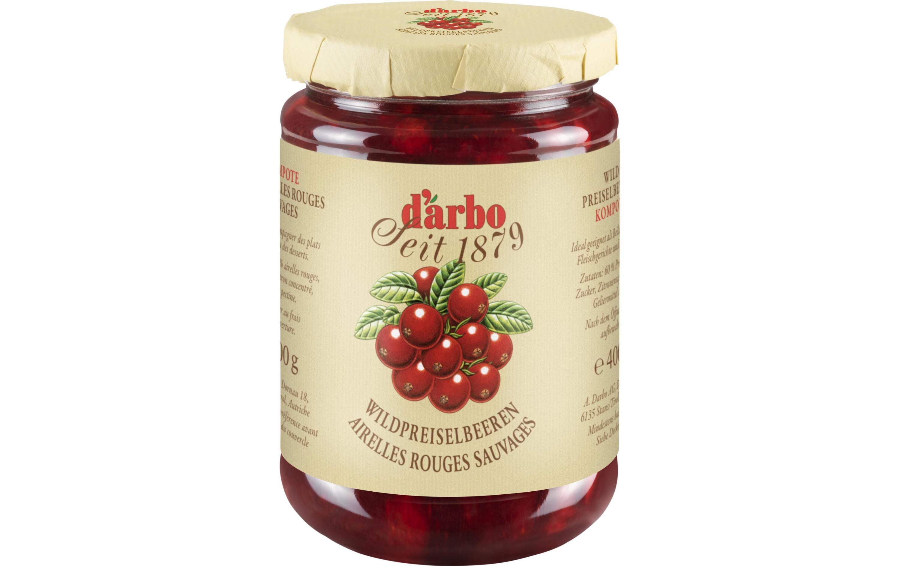 Glas Wildpreiselbeeren Kompott 400 gAromatisches Kompott aus Wildpreiselbeeren