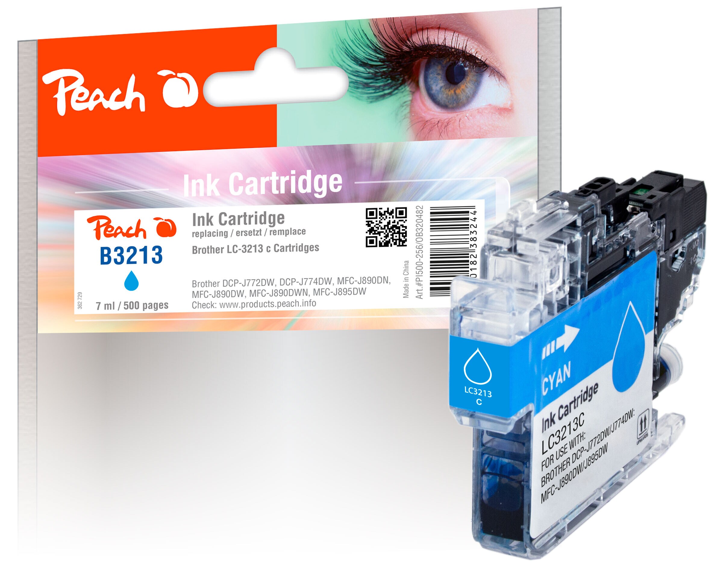 Peach B3213 C Druckerpatrone XL cy ersetzt Brother LC-3213C für z.B. Brother DCPJ 572 DW, Brother DCPJ 774 DW, Brother MFCJ 895 DW, Brother DCPJ 770
