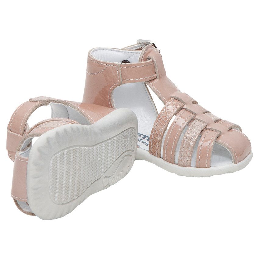 Nu-pieds en cuir avec brides fantaisie - Ecru