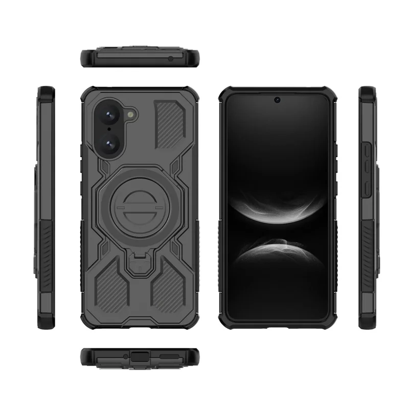 OnePlus Nord CE5 / Ace 5 Racing Hybrid Outdoor Hardcase Hülle mit MagSafe-Modul   Kickstand Aufsteller - Schwarz