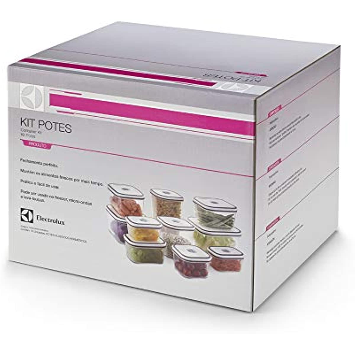 Kit Potes de Pl&aacute;stico Herm&eacute;tico, 10 unidades, Electrolux