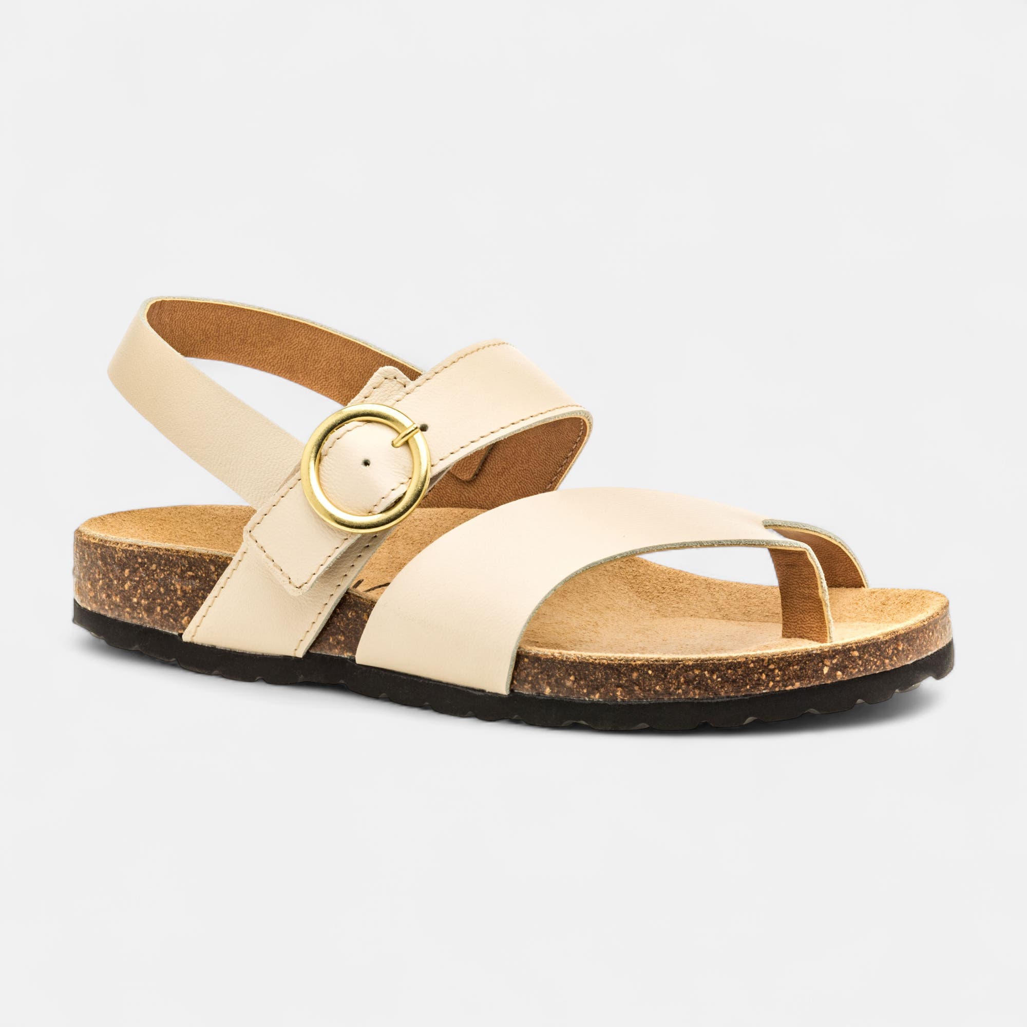 Mules semelle liège Femme en cuir beige