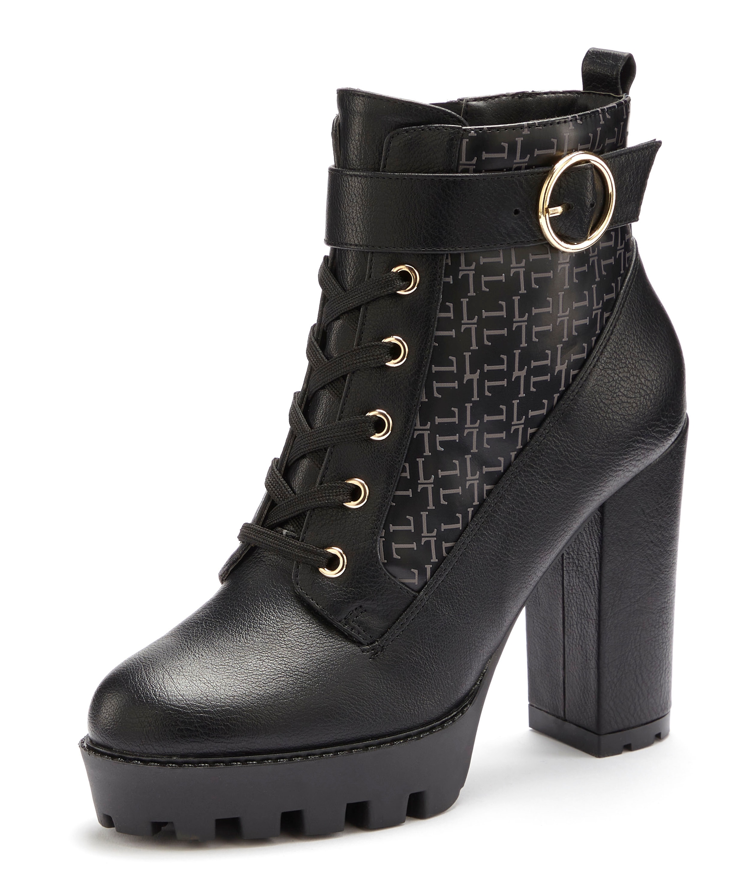 LASCANA Stiefelette  mit Blockabsatz & raffinierter Musterung, High-Heel-Stiefelette VEGAN