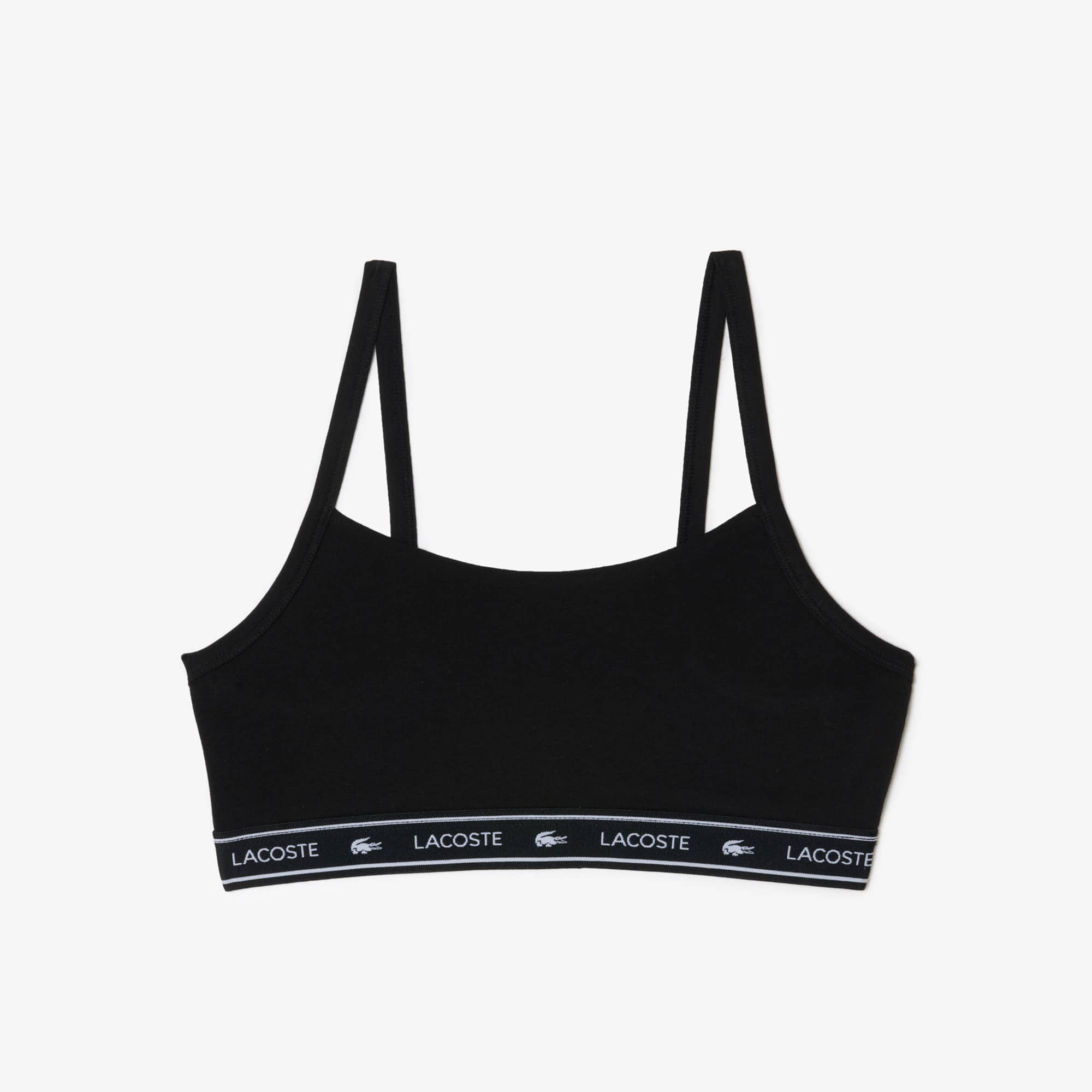 Brassière avec bande siglée en coton stretch Brassières - Noir - Lacoste - Femme