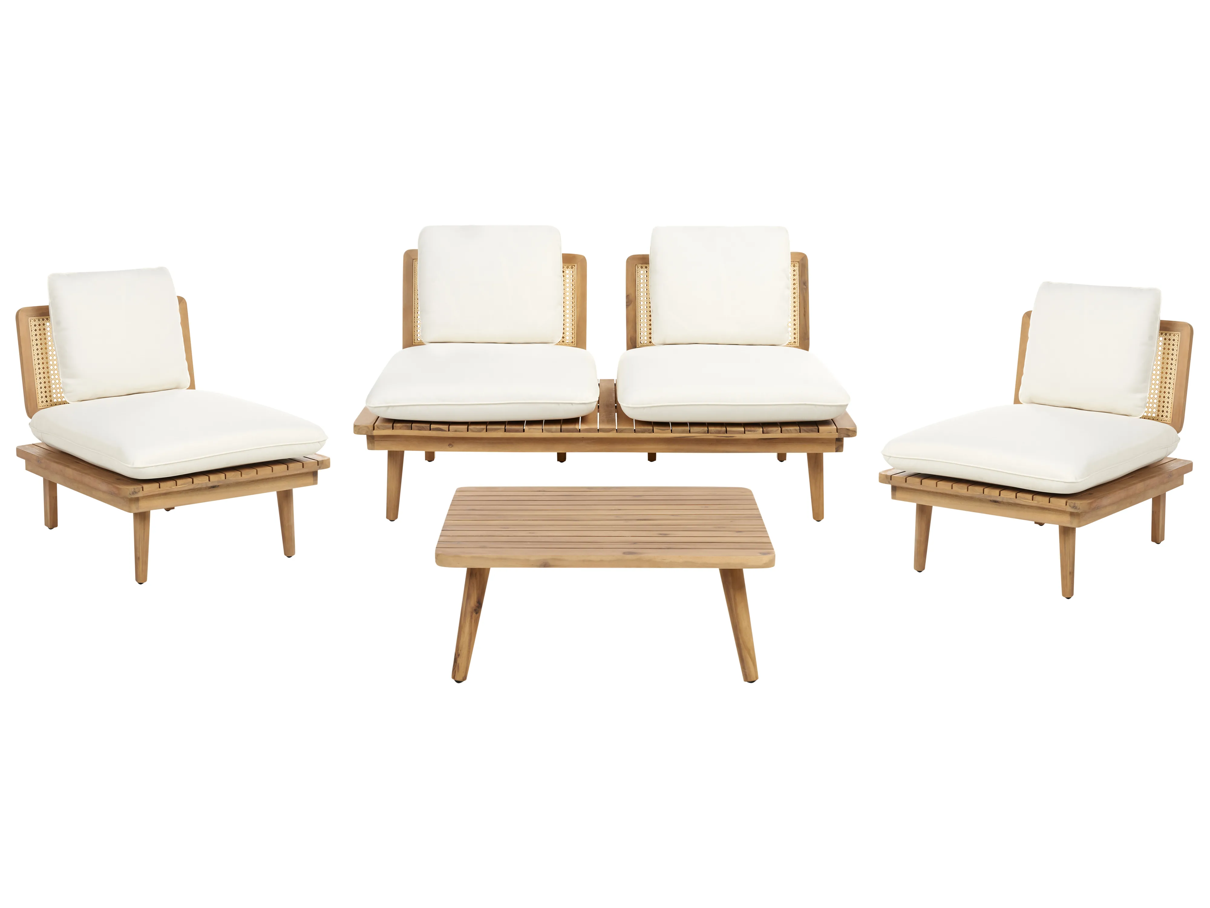 Loungeset met tafel 4-zits ACCADIA Gecertificeerd acaciahout Lichtbeige