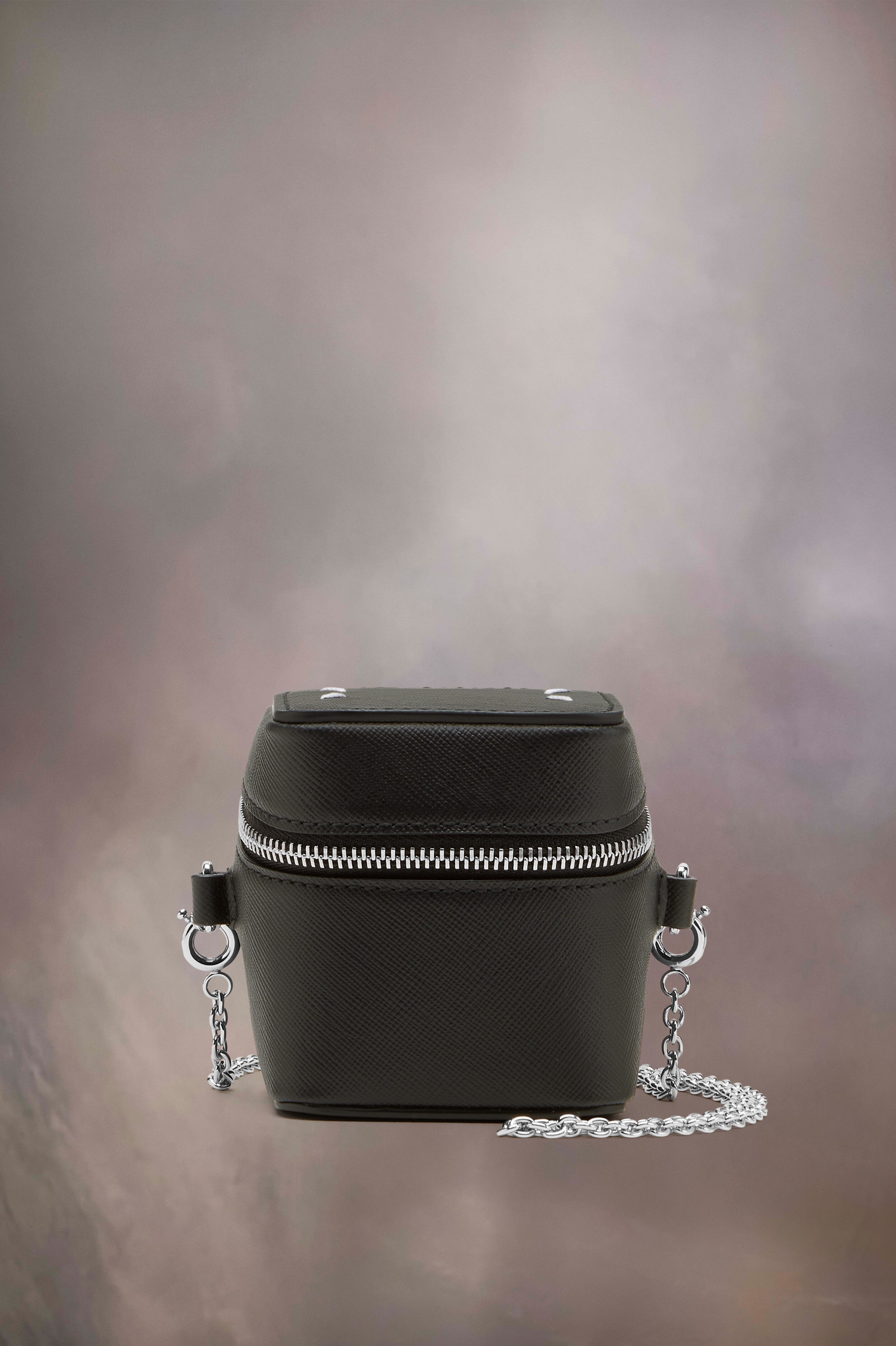 Mini sac box à épaule noir en cuir