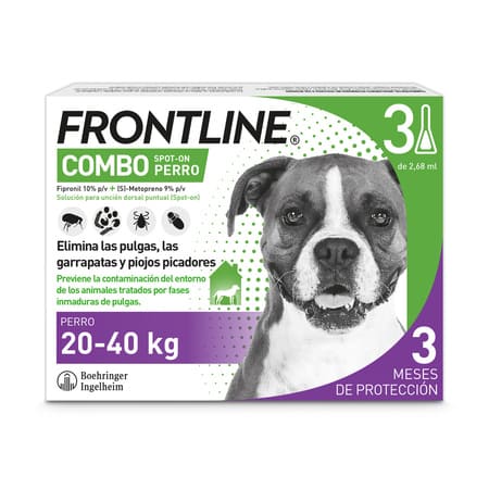 Pipetas antiparasitárias Frontline Spot On Compo para cães de 20 a 40 kg