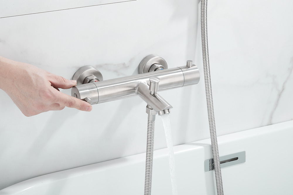 Saniclear Exclusive 304-RVS thermostatische badkraan met handdouche