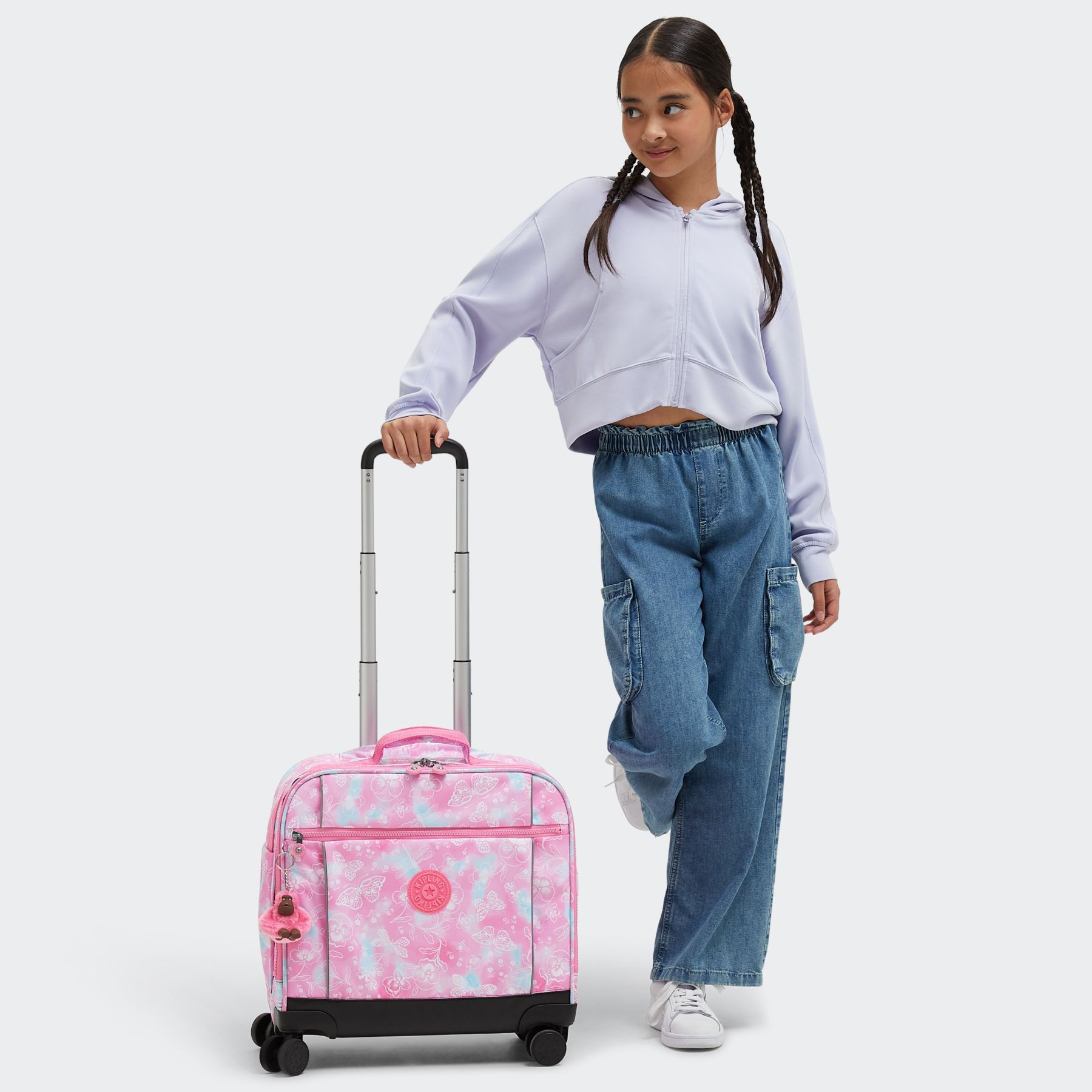 NEW STORIA Sac d'école à 4 roues pour enfants avec compartiment pour ordinateur - Garden Clouds