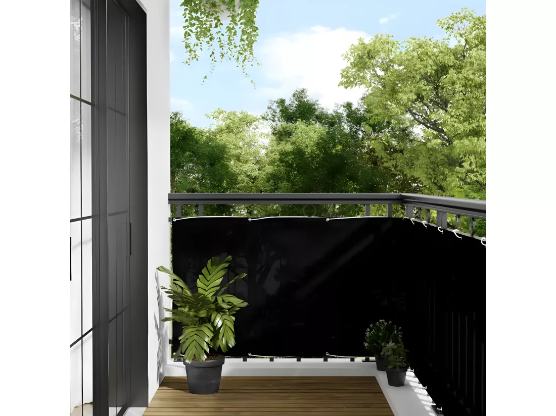 Écran de balcon noir 90x700 cm 100% polyester oxford