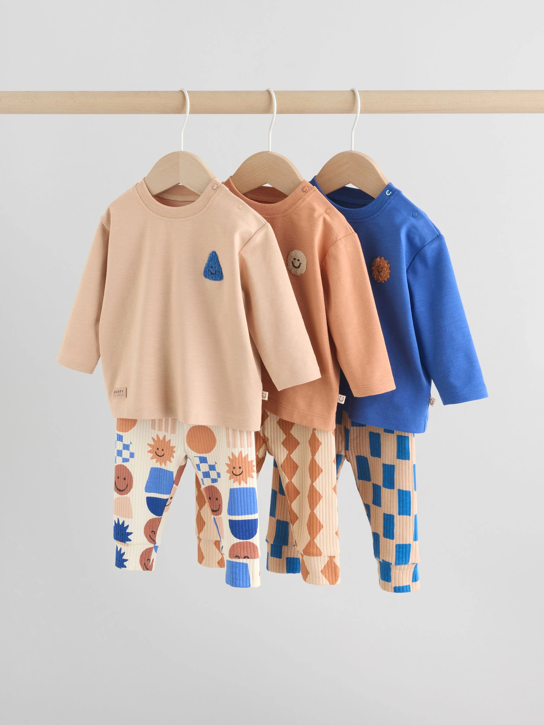 Blauw met vormen - Tops en Leggings 6 -delige babyset (0mnd-3jr)