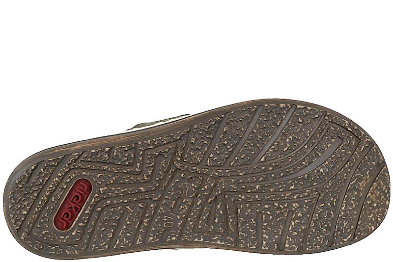 RIEKER SLIPPERS MED TÅREM I GRØNT TEKSTIL
