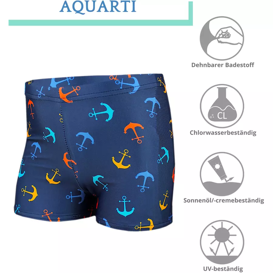 Aquarti Jungen Badehose Gestreift mit Motiven orange