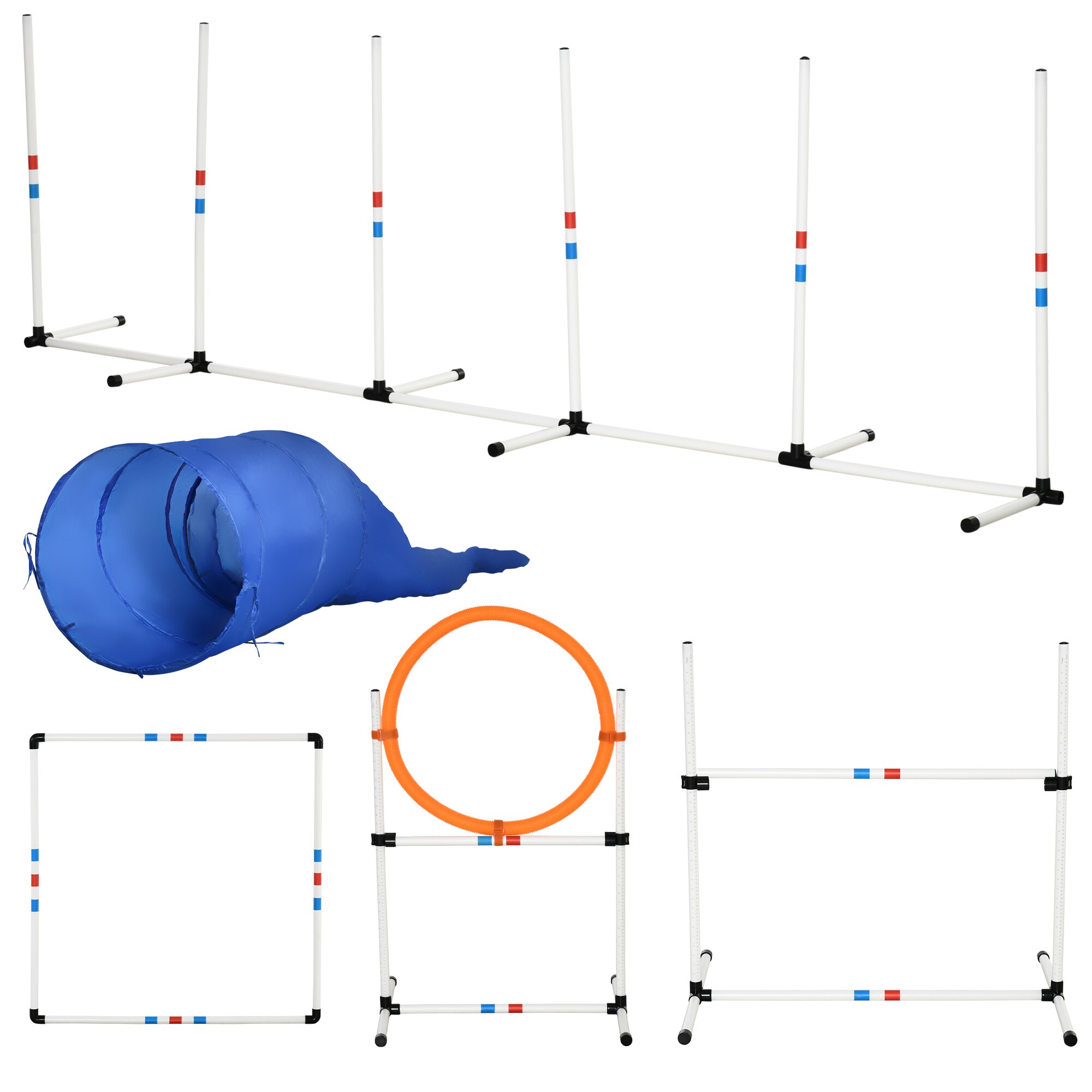 PawHut Haustier-Trainingsset inklusive Tasche weiß, blau, orange 328 x 300 x 94,5 cm (BxTxH)