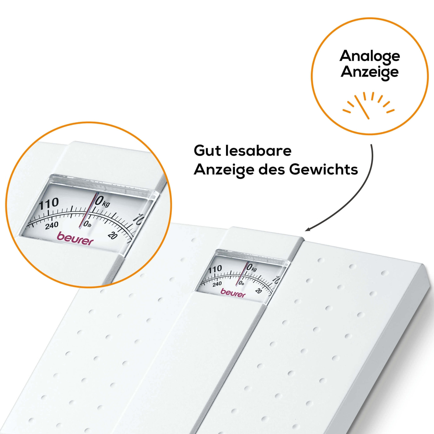 MS 01 Mechanische Personenwaage mit Analoger Gewichtsanzeige (71005) - Weiss