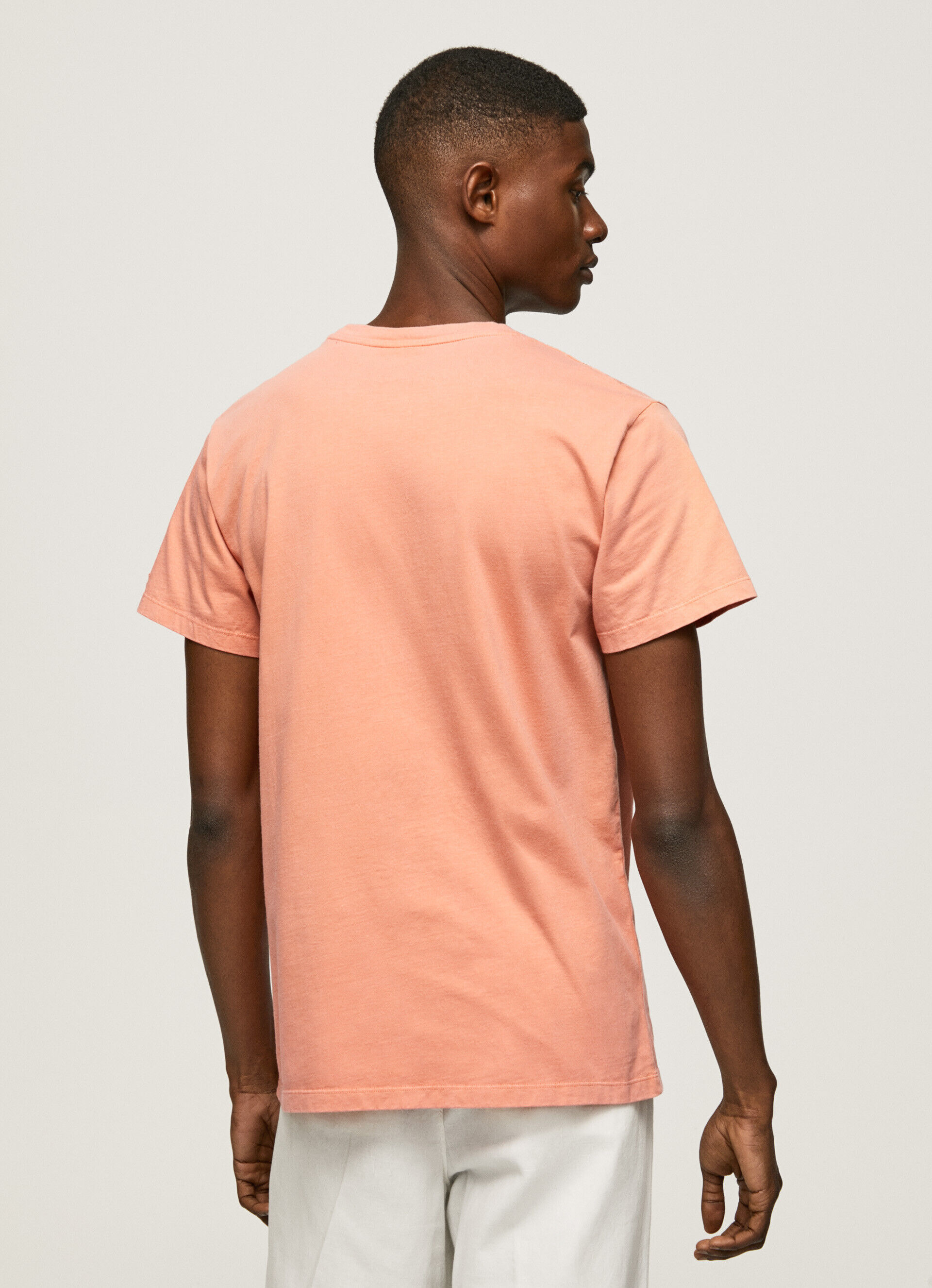 Camiseta de algodão com logo estampado - laranja abóbora