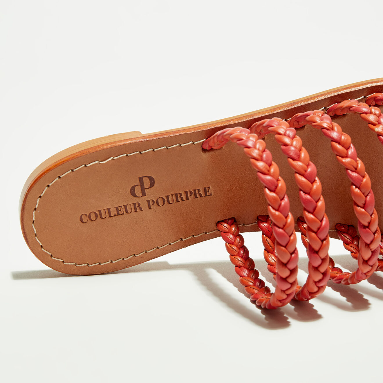 Couleur Pourpre Mules en Cuir Tia orange