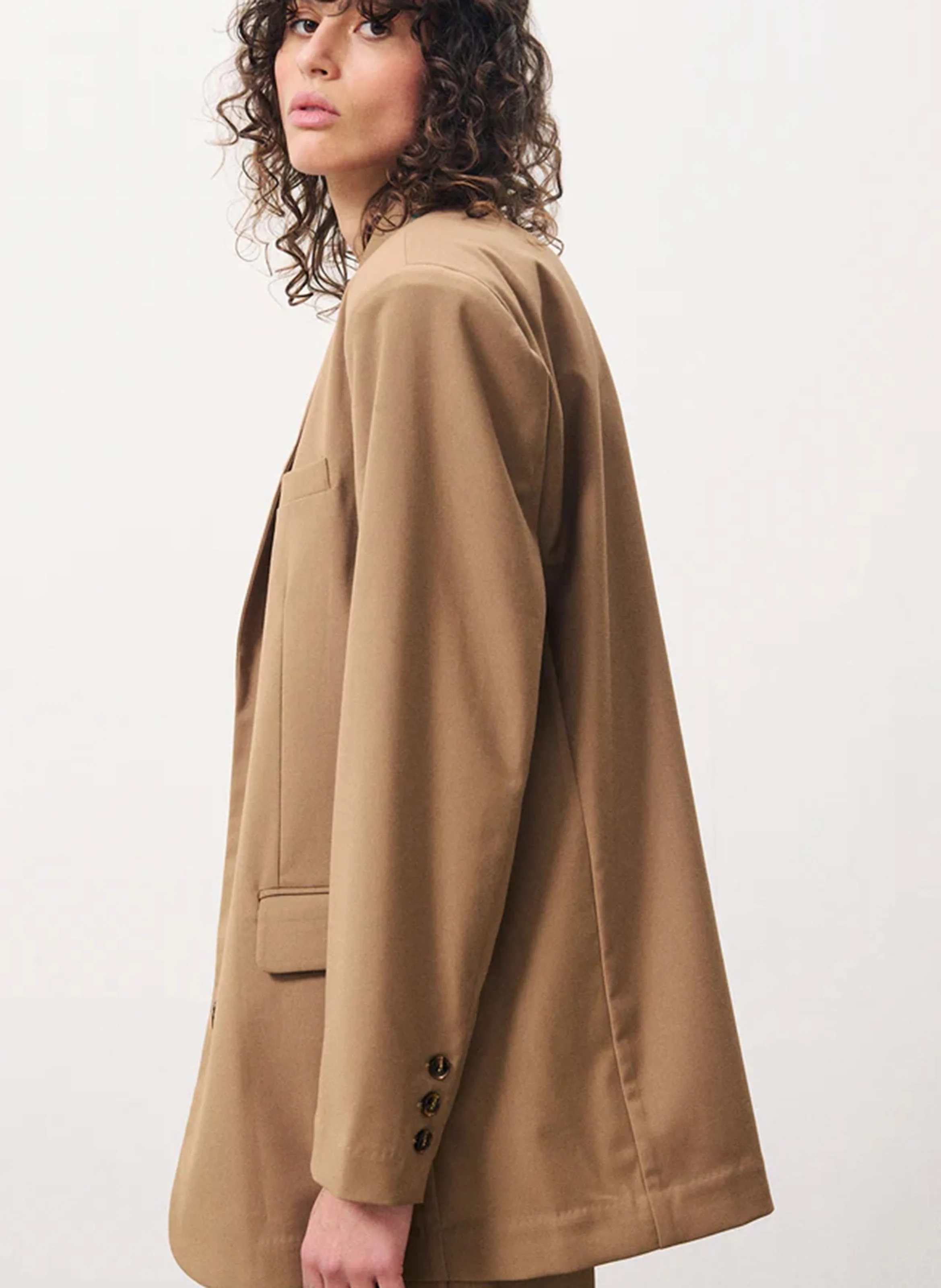 SAMIRA - Blazer droit fluide | Marron