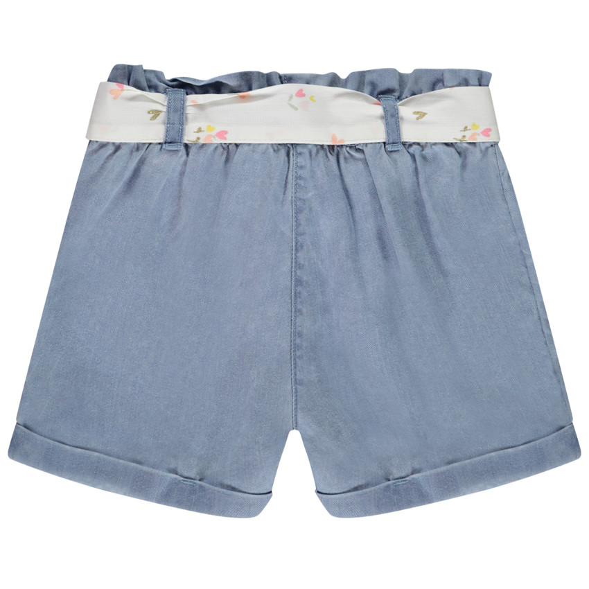 Short en toile avec ceinture à nouer pour bébé fille